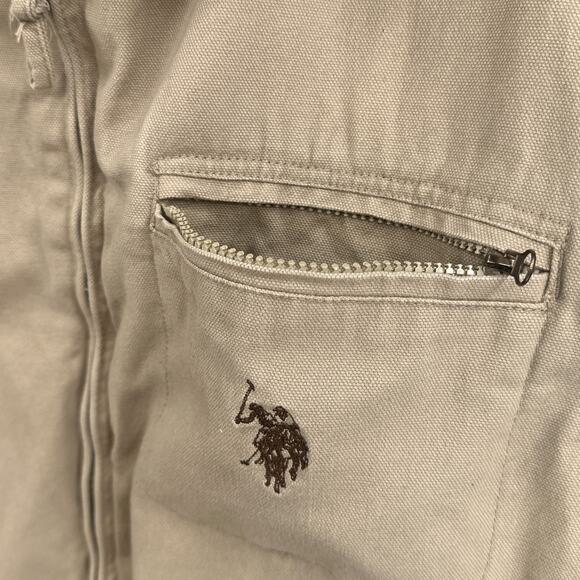 US Polo Assn Coat Men XL Canvas Sherpa Lined Bomber Jacket Barn Chore Tan Field - Picture 9 of 13